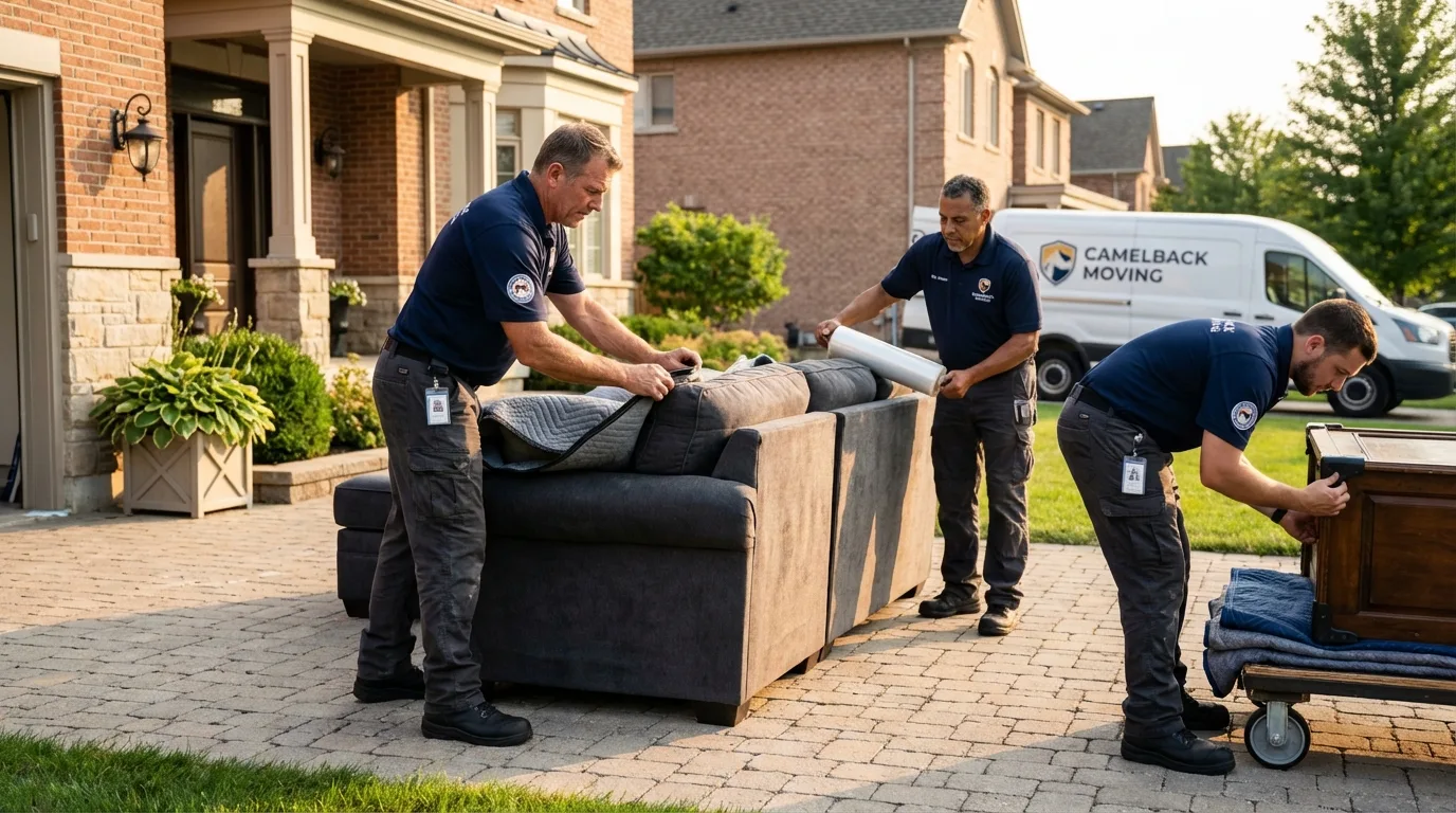 Large estate moving crew wrapping furniture in Monroe, NY
